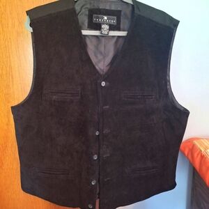 Consensus Sportswear Men's Black Suede Vest W/ 4 Pockets Size XL